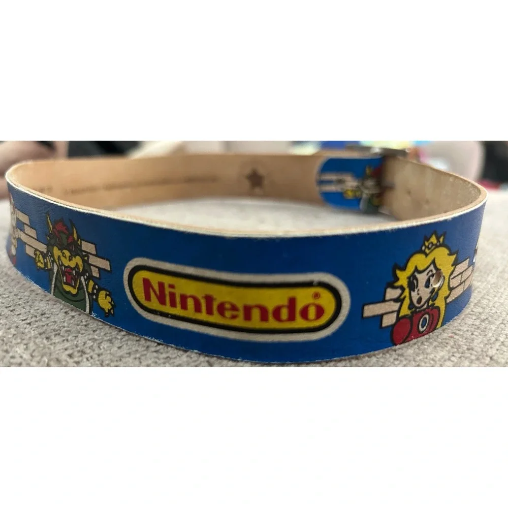 Vintage 1988 Nintendo Super Mario Bros Kids Belt Lee Blue Bonded Leather 20-22